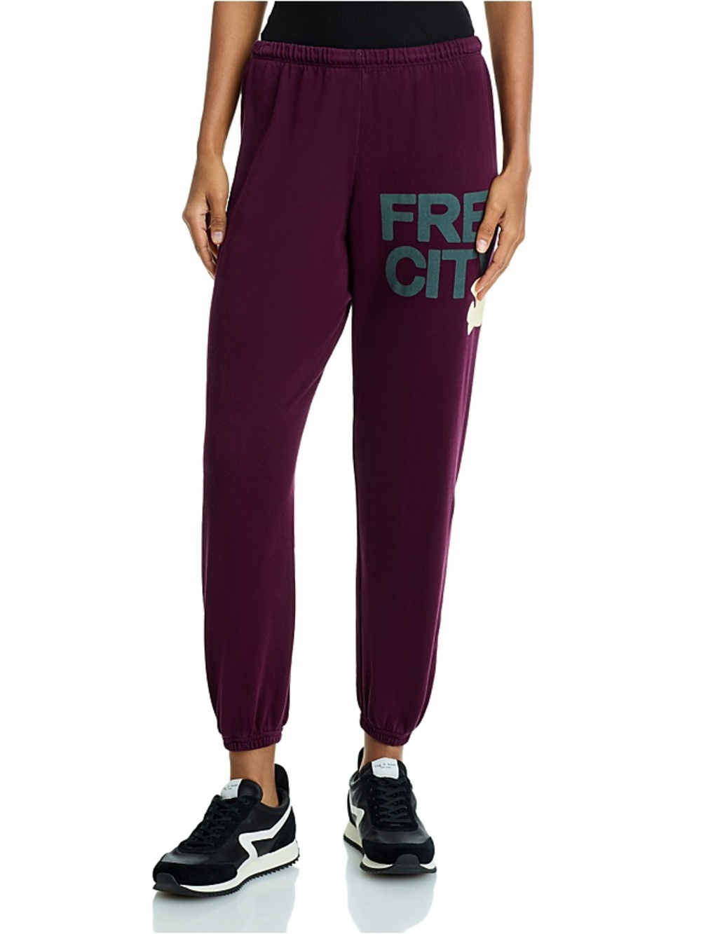 FREE CITY Cotton Logo Sweatpants in Eggplant, Medium